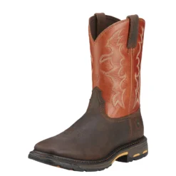 Ariat 10005888 Men's Workhog Orange Square Toe Cowboy Boots 9 Ariat 10005888 Men's Workhog Orange Square Toe Cowboy Boots -Carlos Trendy 10005888 3 4