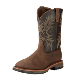 Ariat Boots: Men's 10017436 Brown WorkHog Wide H20 11" Waterproof Pull On Work Boots