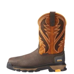 Ariat Boots: Men's 10023042 Brown Orange Intrepid VentTek 11" Composite Toe Slip Resistant Pull On Work Boots -Carlos Trendy 10023042 side