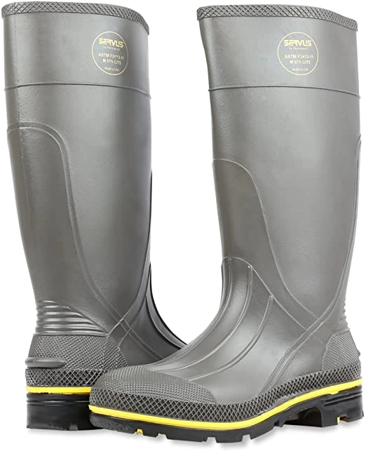 Servus Boots: Men's 75101 Gray Black Steel Toe Waterproof PVC 15IN Boot 1 Servus Boots: Men's 75101 Gray Black Steel Toe Waterproof PVC 15IN Boot