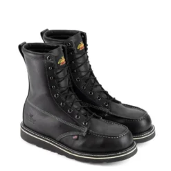 Thorogood Boots: Men's 804 6208 Black Steel Toe 8" American Heritage Midnight Series Work Boot