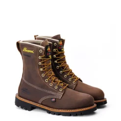 Thorogood Boots: Men's 814 4520 Brown Soft Toe USA Made American Heritage 8" Waterproof Insulated Crazyhorse Work Boot -Carlos Trendy 814 4520 1edit
