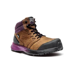 Timberland Pro Boots: Women's A219B Brown Purple Reaxion Composite Toe Waterproof Hiker