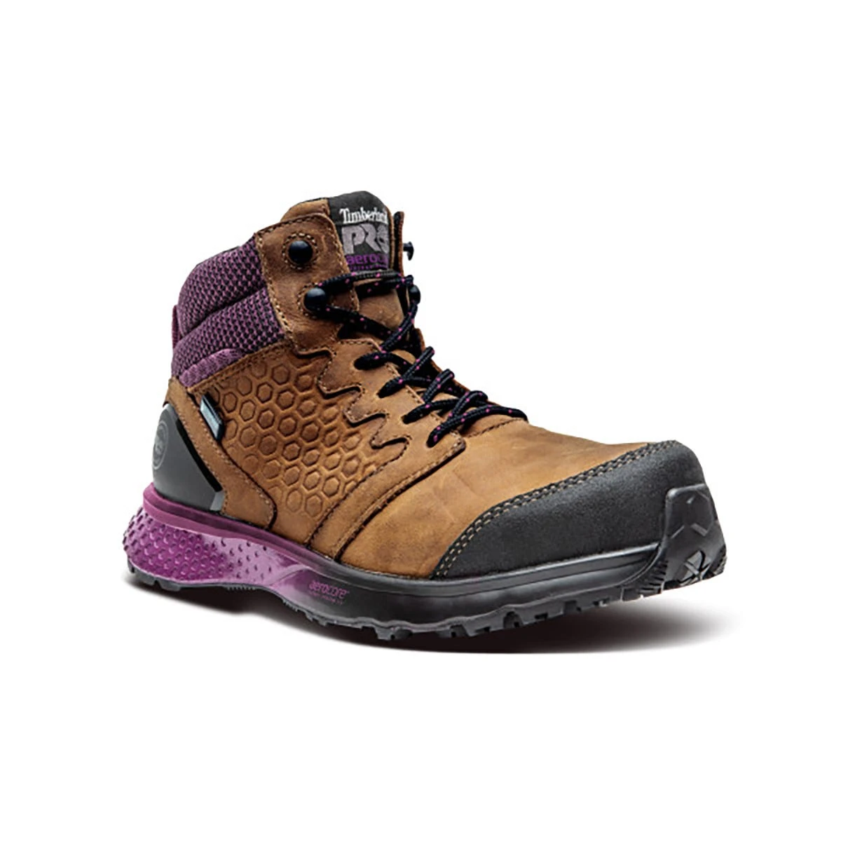 Timberland Pro Boots: Women's A219B Brown Purple Reaxion Composite Toe Waterproof Hiker 1 Timberland Pro Boots: Women's A219B Brown Purple Reaxion Composite Toe Waterproof Hiker