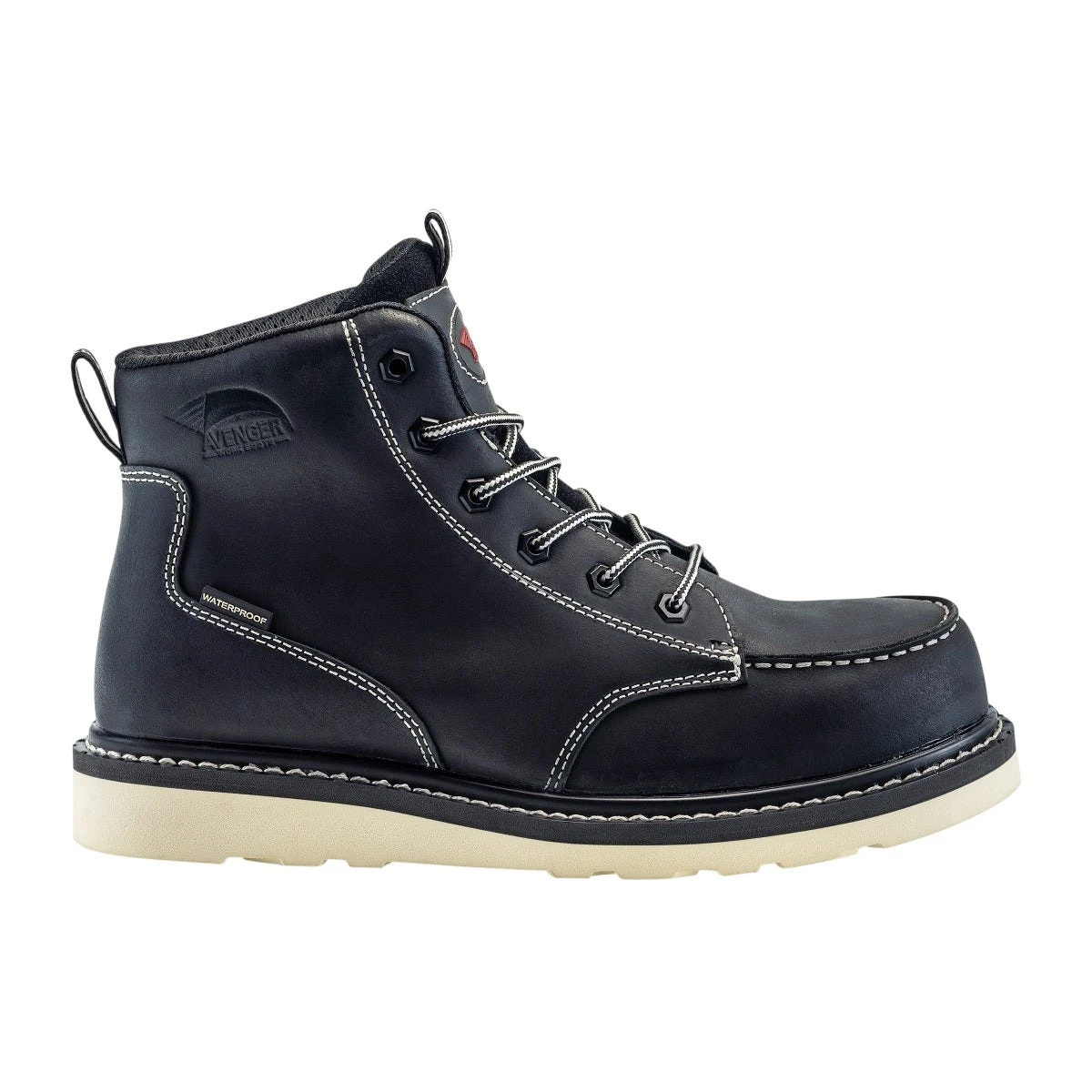 Avenger Boots: Men's A7508 Black Carbon Toe 6" Waterproof EH Wedge Moc Toe Work Boot 2 Avenger Boots: Men's A7508 Black Carbon Toe 6" Waterproof EH Wedge Moc Toe Work Boot - Image 2