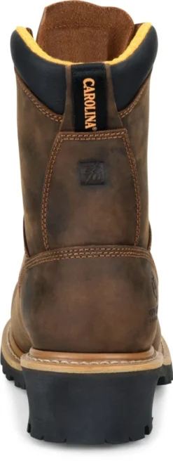 Carolina Boots: Men's CA9853 Brown Poplar 8” Composite Toe Logger Boot -Carlos Trendy ca9853 500xauto heel