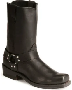 Durango Boots: Men's DB510 Black Harness Snoot Toe Slip Resistant Motorcycle Boot