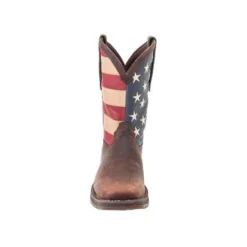 Durango Boots: Men's DB5554 Brown Rebel 12 Inch American Flag Pull On Square Toe Boot -Carlos Trendy db5554 front