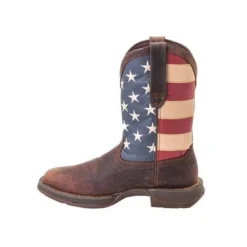 Durango Boots: Men's DB5554 Brown Rebel 12 Inch American Flag Pull On Square Toe Boot -Carlos Trendy db5554 instep