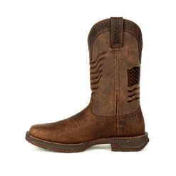 Durango Boots: Men's DDB0314 Brown Rebel Distressed Flag Pull On Square Toe Western Boot -Carlos Trendy ddb0314 instep