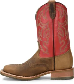 Double H Boots: Men's DH3556 Red Leather USA-Made 11-Inch Cowboy Boots -Carlos Trendy dh3556 500xauto instep