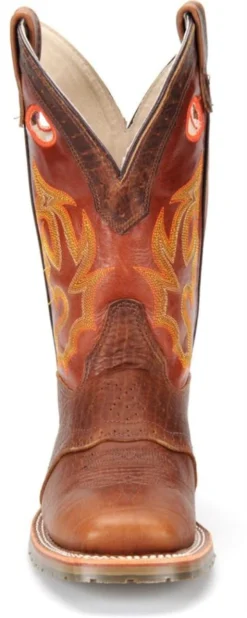 Double H Boots: Men's DH4400 Brown 12" Mickey ICE Roper Domestic Wide Square Toe Cowboy Boot -Carlos Trendy dh4400 500xauto toe