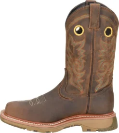 Double H Boots: Men's DH5241 Brown Square Composite Toe 12" Elijah Workflex MAX Cowboy Boot -Carlos Trendy dh5241 500xauto instep