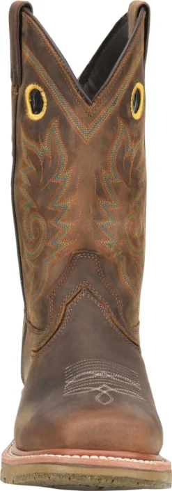 Double H Boots: Men's DH5241 Brown Square Composite Toe 12" Elijah Workflex MAX Cowboy Boot -Carlos Trendy dh5241 500xauto toe