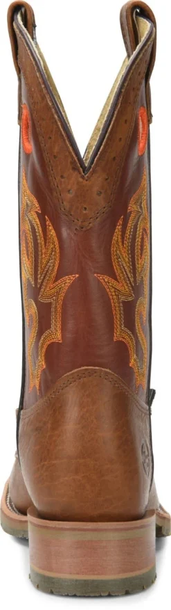Double H Boots: Men's DH5400 Brown Square Steel Toe ICE Roper 13" Pull On Cowboy Boot -Carlos Trendy dh5400 500xauto heel