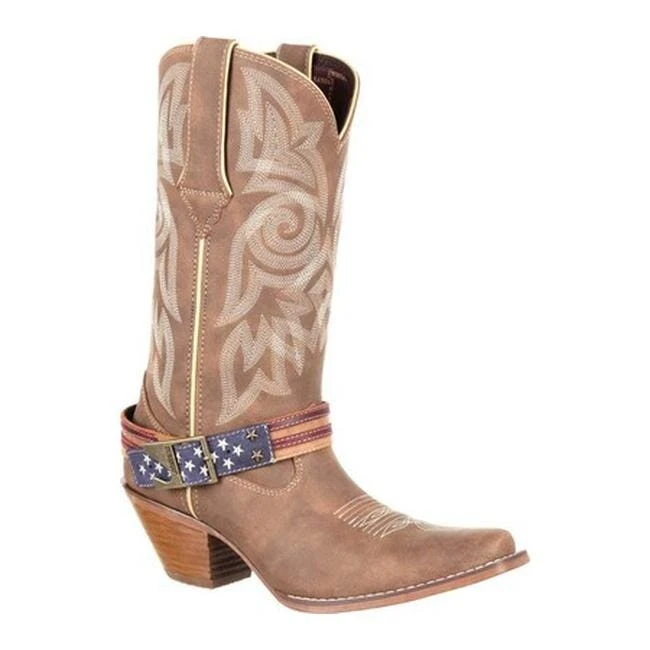 Durango Boots: Women's DRD0208 Brown Crush 12 Inch Flag Accessory Pull On Western Boot 8 Durango Boots: Women's DRD0208 Brown Crush 12 Inch Flag Accessory Pull On Western Boot - Image 8
