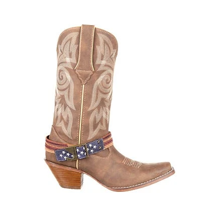 Durango Boots: Women's DRD0208 Brown Crush 12 Inch Flag Accessory Pull On Western Boot 3 Durango Boots: Women's DRD0208 Brown Crush 12 Inch Flag Accessory Pull On Western Boot - Image 3