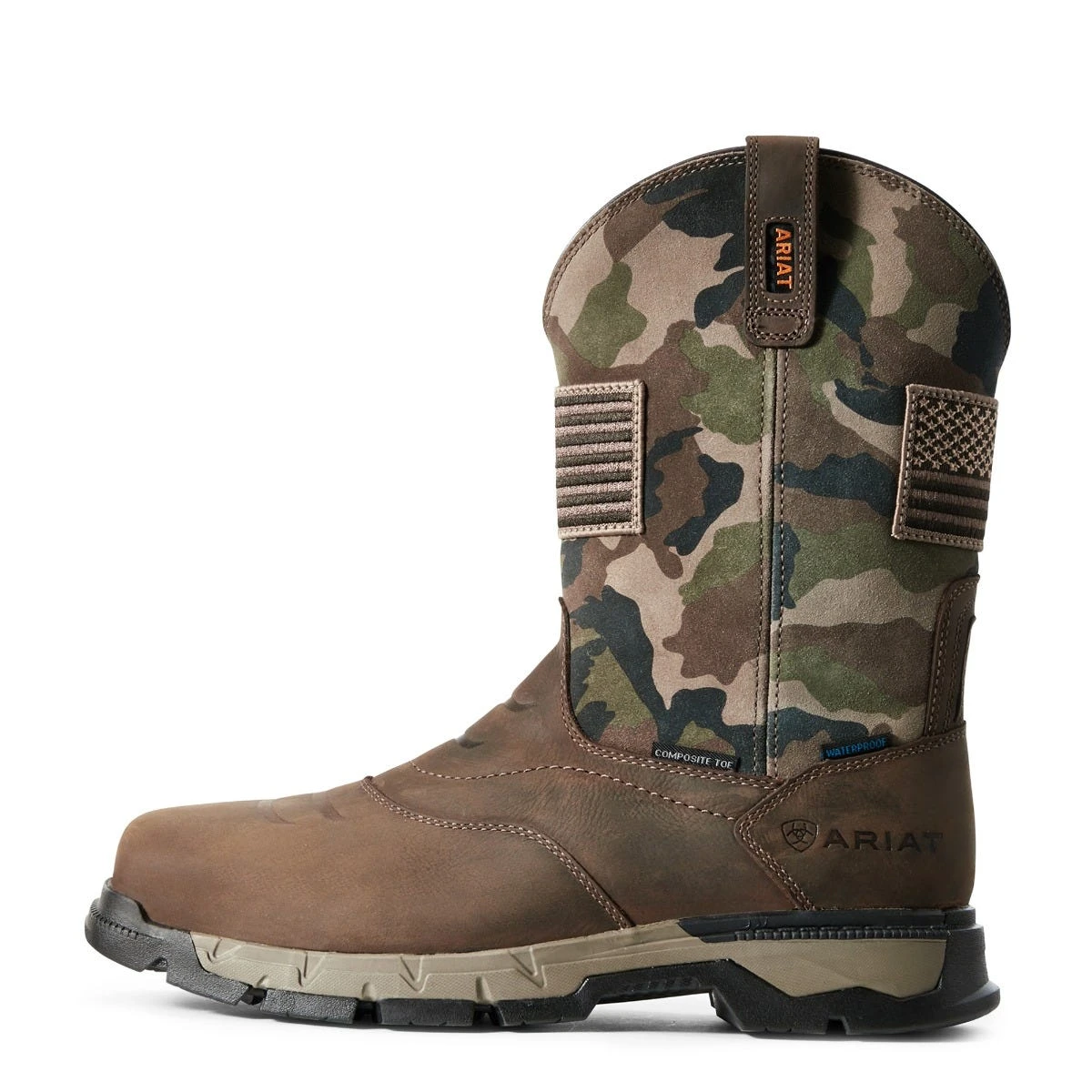 Ariat Boots: Men's 10029518 Dark Brown Camo Rebar Flex Patriot Waterproof Composite Toe Work Boot 3 Ariat Boots: Men's 10029518 Dark Brown Camo Rebar Flex Patriot Waterproof Composite Toe Work Boot - Image 3