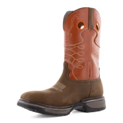Frye Supply Boots: FR40102 Brown/Orange Steel Toe Safety-Crafted 10" Unlined Western Work Boot -Carlos Trendy fr40102 03edit