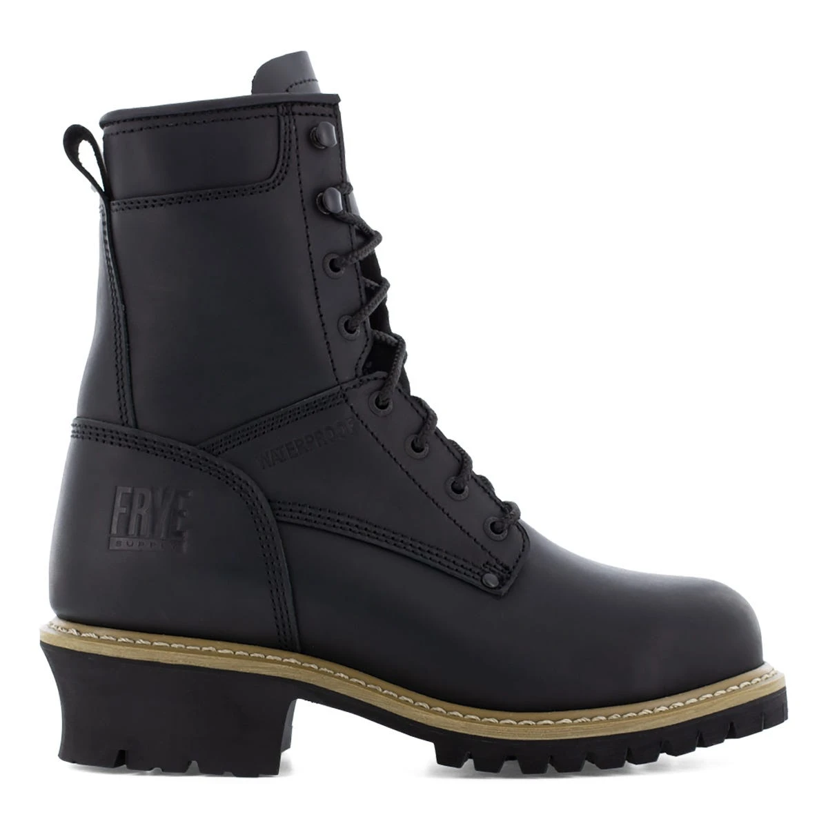 Frye Boots: Men's FR40201 Black Steel Toe 8" Waterproof Logger Work Boot 2 Frye Boots: Men's FR40201 Black Steel Toe 8" Waterproof Logger Work Boot - Image 2