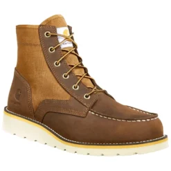 Carhartt Boots: Men's FW6035-M Brown Leather And Nylon 6-Inch Soft Toe Wedge Work Boot