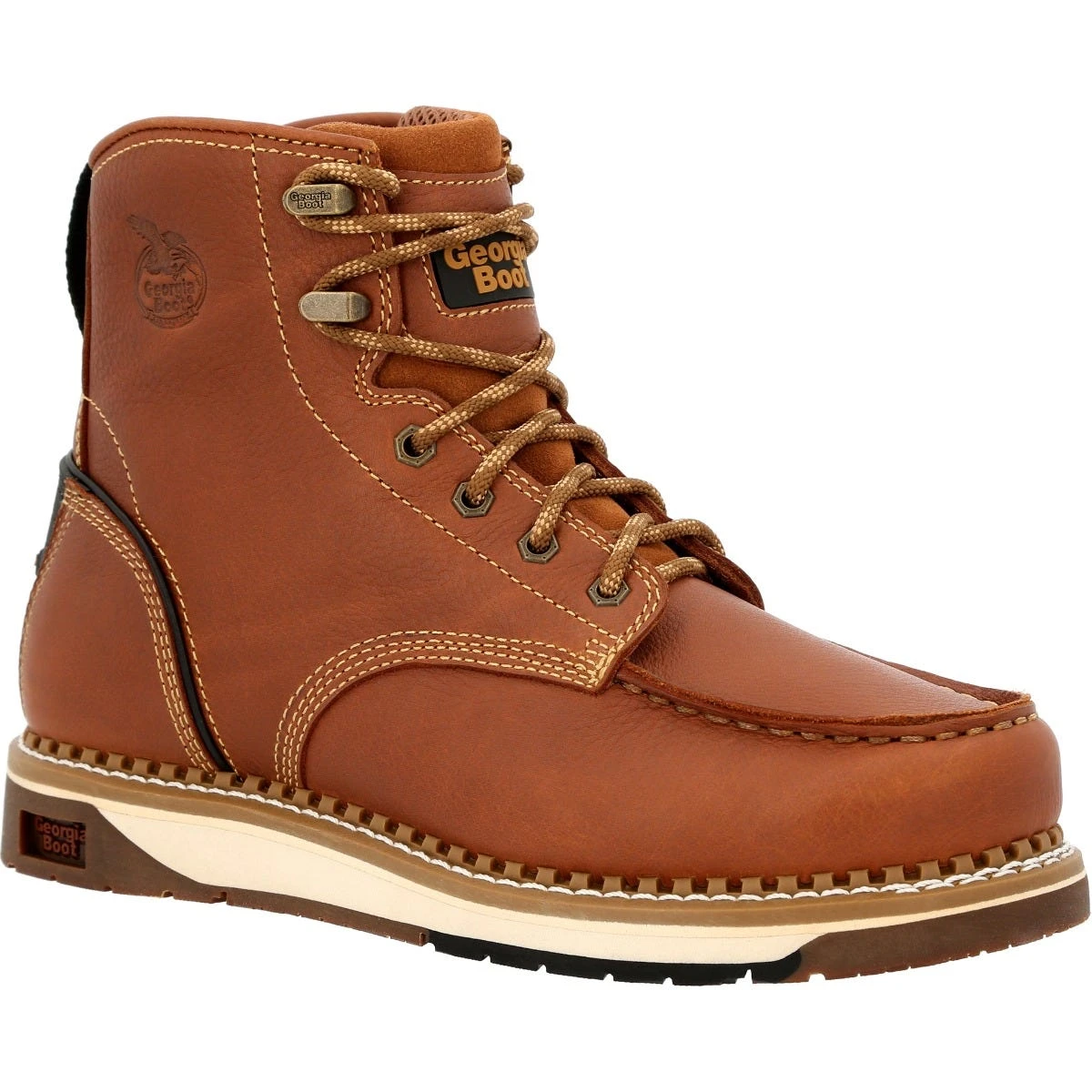 Georgia Boots: Men's GB00489 Brown Plain Toe AMP LT Wedge Moc Toe EH 6" Work Boot 1 Georgia Boots: Men's GB00489 Brown Plain Toe AMP LT Wedge Moc Toe EH 6" Work Boot