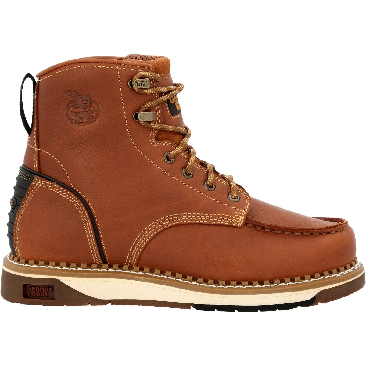 Georgia Boots: Men's GB00489 Brown Plain Toe AMP LT Wedge Moc Toe EH 6" Work Boot 2 Georgia Boots: Men's GB00489 Brown Plain Toe AMP LT Wedge Moc Toe EH 6" Work Boot - Image 2