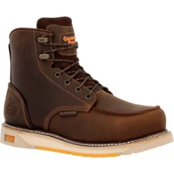 Georgia Boots: Men's GB00592 Brown Nano Composite Toe AMP LT Wedge Moc Toe Waterproof Work Boot