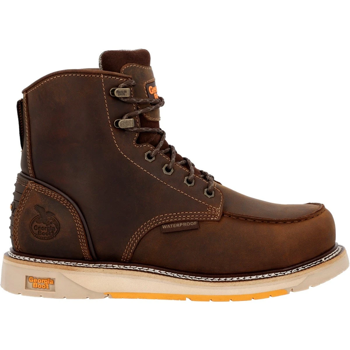 Georgia Boots: Men's GB00592 Brown Nano Composite Toe AMP LT Wedge Moc Toe Waterproof Work Boot 2 Georgia Boots: Men's GB00592 Brown Nano Composite Toe AMP LT Wedge Moc Toe Waterproof Work Boot - Image 2