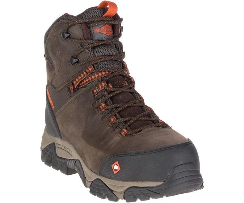 Merrell Boots: Men's J15735 Brown Orange Phaserbound Composite Toe Waterproof Work Hiker 2 Merrell Boots: Men's J15735 Brown Orange Phaserbound Composite Toe Waterproof Work Hiker - Image 2