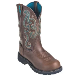 Justin Boots: Women's GY9991 Waterproof Steel Toe EH Tan Gypsy Pull-On Work Boots -Carlos Trendy justin wkl9991 p 01
