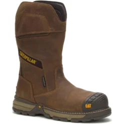 CAT Boots: Men's P91448 Brown Composite Toe Pyramid Pull On Excavator Superlite Boot