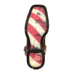 Durango Boots: Women's RD4414 Brown Rebel 10 Inch American Flag Pull On Square Toe Boot -Carlos Trendy rd4414 outsole