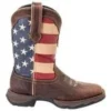Durango Boots: Women's RD4414 Brown Rebel 10 Inch American Flag Pull On Square Toe Boot