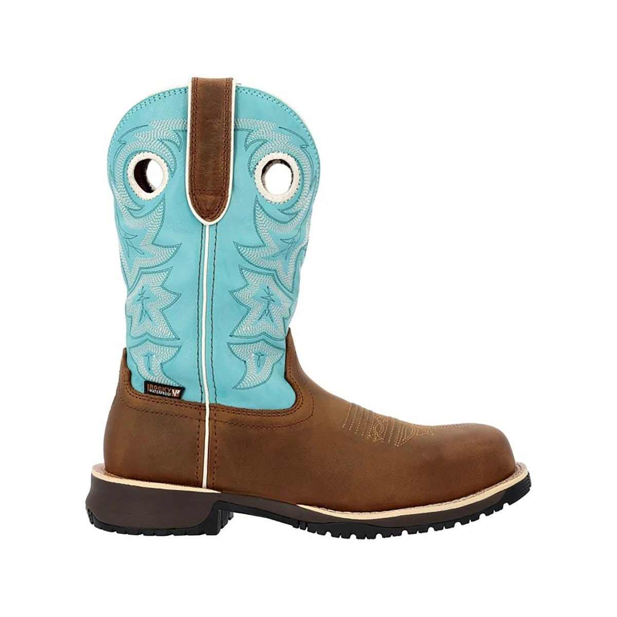 Rocky Boots: Women's RKW0412 Brown Turquoise Composite Toe Rosemary Pull On Cowboy Work Boot 2 Rocky Boots: Women's RKW0412 Brown Turquoise Composite Toe Rosemary Pull On Cowboy Work Boot - Image 2