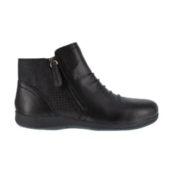 Rockport Works Boots: Women's RK762 Black Daisey Alloy Toe Slip On Side Zip Leather Work Boot