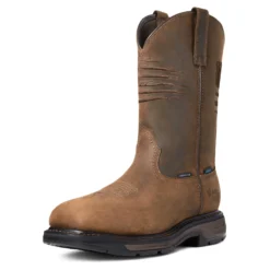 Ariat Boots: Men's 10036002 Brown Carbon Toe WorkHog XT Patriot Waterproof Work Boot -Carlos Trendy s21 mns work 10036002 3 4 front