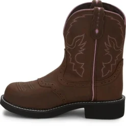 Justin Boots: Women's GY9980 Aged Bark With Diamond Cut Steel Toe Boots -Carlos Trendy wkl9980 617x563 instep