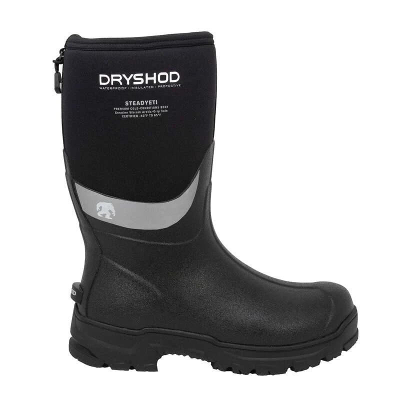 DryShod Boots: Men's SYT-MM-BK Black Mid SteadYeti Vibram Artic Grip Extreme Winter Boot 1 DryShod Boots: Men's SYT-MM-BK Black Mid SteadYeti Vibram Artic Grip Extreme Winter Boot